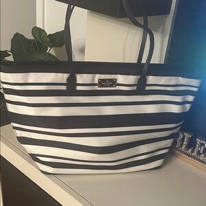 Kate Spade Black and White Striped Tote
